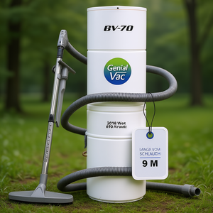 Central <b>Vacuum</b> Cleaner System 9m <b>Hose</b> Set White Metal Construction - Product Image 3