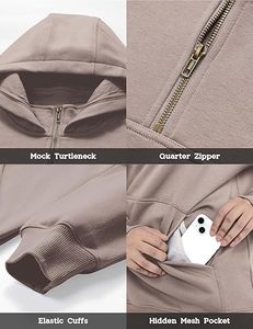 Sweat à capuche oversize pour homme 400 g/m² avec fermeture éclair quart de tour, respirant, en molleton de coton et polyester épais, personnalisable avec logo, pour l'hiver - Product Image 5