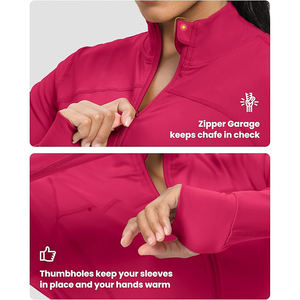 Veste de yoga performante pour femmes, fermeture éclair intégrale, col montant, trous pour les pouces, évacuation de l'humidité, nylon et élasthanne, extensible dans quatre directions - Product Image 5