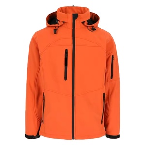 Softshell Homme Orange Personnalisé Hiver Décontracté Col Montant Fermeture Éclair Imperméable Respirant Coupe-Vent Séchage Rapide - Product Image 1