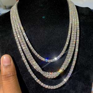 Cadena de tenis de diamantes cultivados en laboratorio, estilo hip-hop, de oro macizo, collar certificado, joyería de lujo fina para mujer - Product Image 3