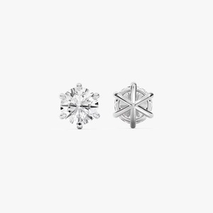 Boucles d'oreilles clous en diamant de laboratoire rond 4 carats (4CTW) à six griffes en or blanc 14 carats – Bijoux fins en diamant à vendre - Product Image 6