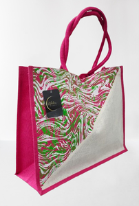 Bolsa de Compras Ecológica de Yute Estampada con Asas Reforzadas y Cierre de Botón, Hecha en India - Product Image 3