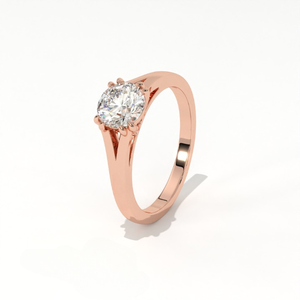 Aarinya Minimalist Architectural Lab-Grown Diamond 14K Gold Plated Sculptural Open-Shoulder Brilliant Solitaire IGI Certified - Product Image 6