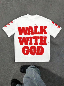 T-shirt Homme Oversize Personnalisé avec Broderie Effet Vieilli, Style Unique, Haute Qualité avec Logo Avant, Nouvelle Arrivée, Fabriqué sur Demande Client - Product Image 2