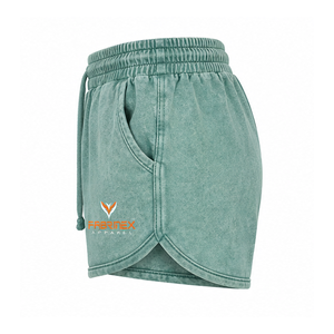 Nouveauté : Short décontracté d'été pour femme, brodé, délavé à l'acide, taille haute élastique, coupe régulière, 100 % coton respirant et séchage rapide - Product Image 2