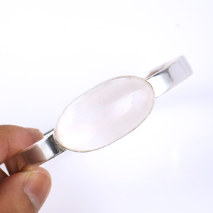 Natural Moonstone Gemstone <b>Bracelet</b> 925 Sterling <b>Silver</b> Plated Adjustable <b>Cuff</b> <b>Bracelet</b> for Women Handmade Fashion Jewelry - Product Image 3