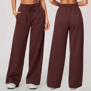 Winter <b>Fleece</b> Cotton Casual Breathable Soft New Vintage <b>Jogger</b> <b>Women</b> Side Pockets Loose Sport Fitness Hiking Wide Leg Sweatpants - Product Image 1