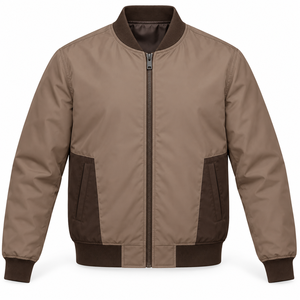 Chaqueta bomber de talla grande para hombre con bloques de color, estilo casual de otoño, con cuello alto y cremallera, a prueba de viento. - Product Image 1