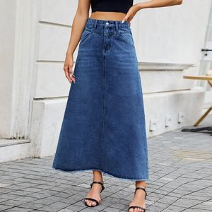 Short en jean taille haute pour femme, couleur unie, avec poches, style décontracté, mini-jupe d'été tissée confortable - Product Image 3