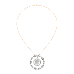 Colgante de Halo de círculo de diamante natural para mujer Plata de Ley 925 redonda y diamantes de corte Marquesa chapado en oro blanco - Product Image 5