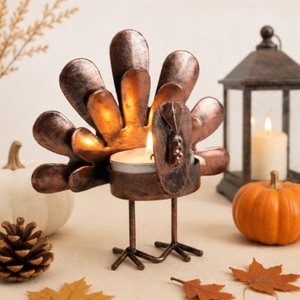 Wholesale Metal Turkey Tealight Candle Holder for Thanksgiving Table Centerpiece Bronze Finish Iron Decor Party Supplies - Product Image 4