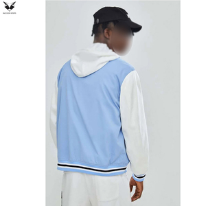เสื้อแจ็คเก็ตวาร์ซิตี้สีฟ้าอ่อนขาวแบบยูนิเซ็กซ์ ปี 2026 แขนยาวปกติ คอปกพับได้ ติดกระดุม สวมใส่สบายๆ สำหรับฤดูใบไม้ร่วง - Product Image 2