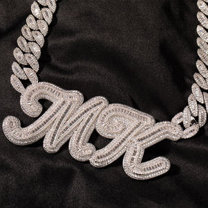 Colgante con Letra M y Diamante Moissanita, Plata 925, Estilo Hip Hop, Lujoso, para Fiestas, Eventos, Uso Diario, Joyería Personalizada Unisex, Tendencia - Product Image 4
