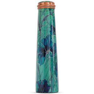 กระติกน้ำลายดอกไม้โลหะพร้อมฝาทองแดง ขวดน้ำทองแดงแท้แบบพกพา - Product Image 1
