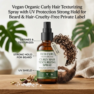 Spray texturisant végétalien bio pour cheveux bouclés avec protection UV, fixation forte pour barbe et cheveux - Sans cruauté animale, marque privée - Product Image 2