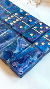 Juego de dominó de resina azul y morado, juego de fiesta, juego de dominó brillante - Product Image 6