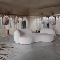 Canapé modulaire sectionnel blanc moderne en tissu laine d'agneau, style nordique, pour salon