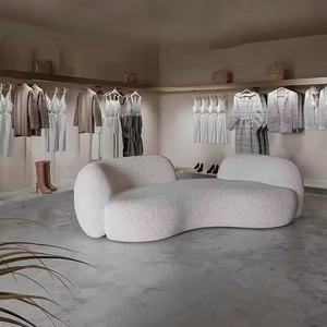 Modern White Sectional Sofa Modular Lamb Wool Fabric Couch Nordic Living Room Lounge Seating - Product Image 2