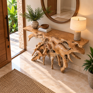 Mesa Consola Moderna de Raíz de Teca Sólida Premium para Entrada, Mueble Orgánico Natural para el Hogar - Product Image 5