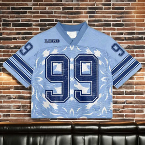 Camiseta de fútbol de malla extragrande personalizada para hombre, transpirable, estilo urbano, deportiva, con estampado de número vintage, corte holgado, informal de verano - Product Image 4