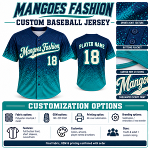 เสื้อเบสบอลแฟชั่น Mangoes แบบยูนิเซ็กส์ แขนสั้น ติดกระดุมด้านหน้า พิมพ์ลายด้วยความร้อน เป็นมิตรกับสิ่งแวดล้อม ป้องกันแบคทีเรีย สำหรับเล่นกีฬา - Product Image 6