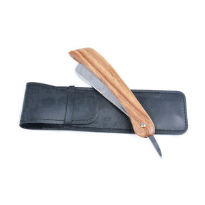 Navaja de Barbero Profesional de Acero Inoxidable con Mango de Madera en Color Acero, Diseño de Filo Recto para Afeitar la Barba, Logotipo Personalizado - Product Image 3