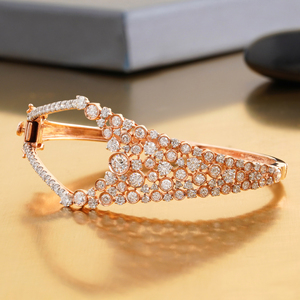 14K Rose <b>Gold</b> Bezel 3.62 CT Round Lab Grown Diamond Bubble Cluster <b>Bangle</b> Diamond Bracelets & <b>Bangles</b> - Product Image 3