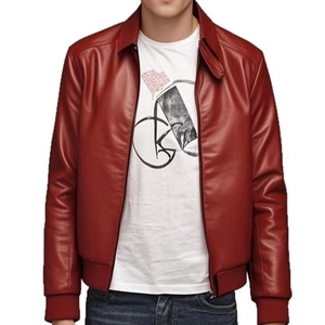 Navy blue classic <b>stand</b> collar Custom logo slim fit jacket Moto biker leather fashion Motorcycle auto racing wear - Product Image 5