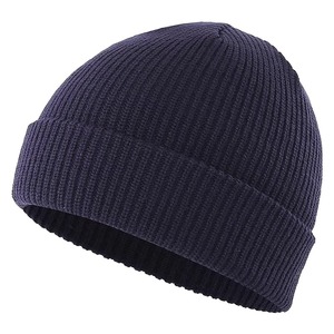 Unisex Solid <b>Navy</b> Blue Beanie <b>Hat</b> 100% Acrylic Knit Winter Warm Cap Casual Style Adult Size 56-58CM - Product Image 1