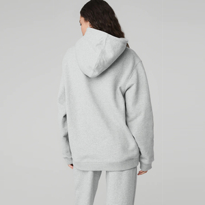 Conjunto Deportivo de Felpa Gris para Mujer, Sudadera con Capucha, Pantalones Deportivos, Atuendo Informal de Invierno, Manga Larga, Corte Holgado, Color Sólido, Transpirable - Product Image 6