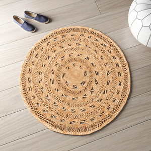 Tapis à tissage plat naturel fait à la main Jute Sisal coton laine pour meubles de salon - Product Image 4