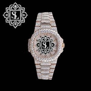 Reloj de Lujo con Movimiento ETA de Cuarzo Moissanite, Cristal de Zafiro en Dos Tonos, Chapado en Oro de 14k, Correa de Acero Inoxidable de 20mm - Product Image 3
