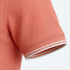 Polo à manches courtes pour homme en corail, couleur unie, tricot piqué, respirant, design décontracté - Product Image 6