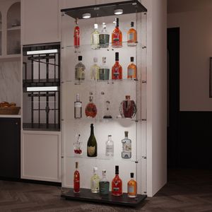 Vetrina Espositiva Paipai Lights & Locks con Fondo Regolabile in Vetro Temperato per Conservazione Liquori e Documenti con Funzionalità Premium - Product Image 2