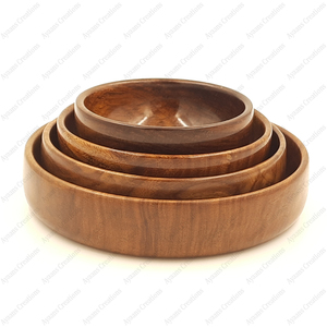 Tazón de madera de acacia para servir, Juego de 4 de 7 pulgadas para ensalada, sopa, dale a las mascotas pequeñas un hogar acogedor con nuestra madera ecológica de AYAANS - Product Image 3