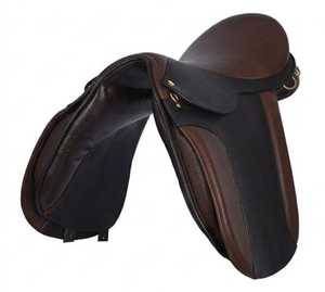 Silla de Doma Inglesa Negra y Marrón de Cuero con Herrajes de Latón y Arco de Madera para Equitación - Product Image 5