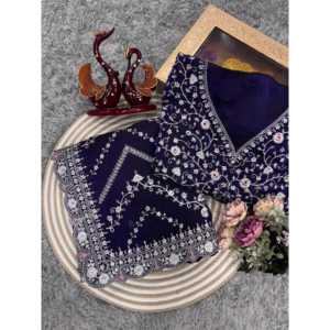 Saree de créateur pour femmes avec paillettes et broderie Zari Bel ensemble - Product Image 2