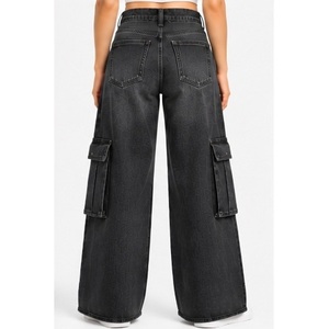 Jeans de Mezclilla para Mujer, Cintura Alta, Detalle de Costura Curva en la Rodilla, Corte Barrel Leg, Color Gris Ceniza, Venta al Por Mayor - Product Image 3