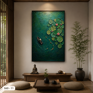 Pintura de Flor de Loto en Seda Hecha a Mano de Alta Calidad, Arte Oriental Tradicional para Decoración de Pared, Regalo Artesanal de Vietnam - Product Image 4