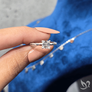 IGI Certified 1CT Asscher Cut Lab Grown Diamond Solitaire Ring 10K White Gold <b>Step</b> Cut Engagement Ring - Product Image 4