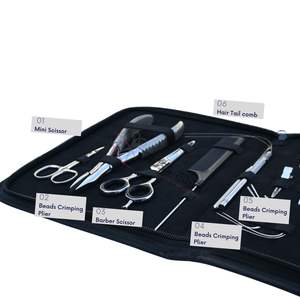 Kit de Herramientas para Extensiones de Cabello Plateadas con Alicates de Microperlas Planas, Aplicador de Microanillos, Enhebrador de Alambre y Tijeras de Peluquería - Product Image 3