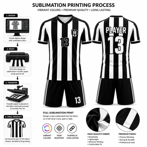 Wholesale Men's Adult Football Uniform Black <b>Soccer</b> Kit Custom Logo Sublimation Jersey and Shorts Set for Training Matches - Product Image 6