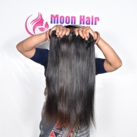 Rambut Manusia India Keriting Moon Hair, Bundel Rambut Virgin Remy 32 Inci 100g Hitam Alami Halus Lembut Tanpa Proses, Jahitan Mesin Ganda