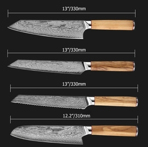 Ensemble de 4 couteaux de chef en acier Damas fait main, couteau de cuisine en acier inoxydable pour une utilisation quotidienne - Product Image 4