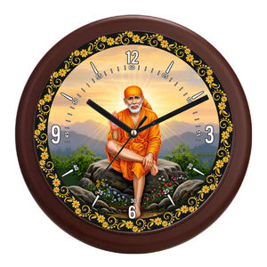 Horloge murale personnalisée avec impression numérique photo Shirdi Sai Baba - Cadeau spirituel pour la décoration de la maison, fête des mères et remise de diplôme - Product Image 1