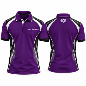 Camiseta de Polo Personalizada Morada para Pickleball y Pádel para Hombre |   Ropa Deportiva de Alto Rendimiento para Deportes de Raqueta, Transpirable y de Secado Rápido - Product Image 1