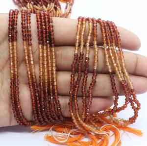 ลูกปัดเฮสโซไนต์การ์เนตทรงรอนเดลล์เจียระไนแบบมีเงา AAA ขนาด 3 มม. ลูกปัดพลอยเฮสโซไนต์การ์เนตธรรมชาติ ความยาว 13 นิ้ว สำหรับทำเครื่องประดับ - Product Image 2