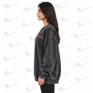 Tiierwear Women's Oversized <b>Black</b> Acid Washed <b>Crew</b> <b>Neck</b> <b>Sweatshirt</b> Drop-Shoulder Autumn Acid Wash <b>sweatshirts</b> for Women - Product Image 3