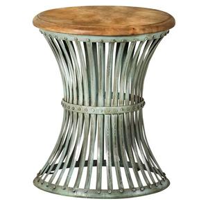 Mesa auxiliar galvanizada de metal, mesa de granja de diseño moderno, de hierro galvanizado Austin mesa auxiliar, soldadura manual, forma redonda - Product Image 5